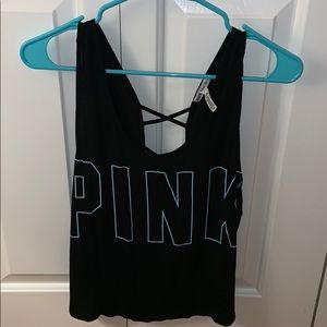 cross back PINK muscle tee